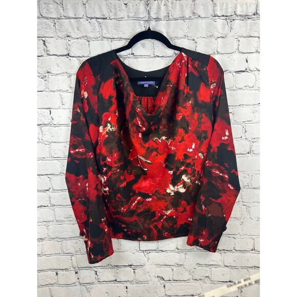 NWOT Vivienne Tam Red Abstract Cowl Neck Blouse - Picture 1 of 5